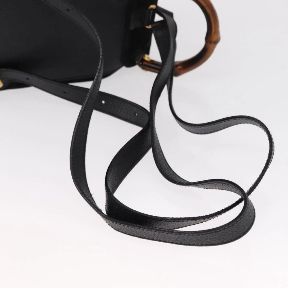 GUCCI Bamboo Backpack Suede Black Gold 003 1956 0030 Auth 155694 - Picture 10 of 15